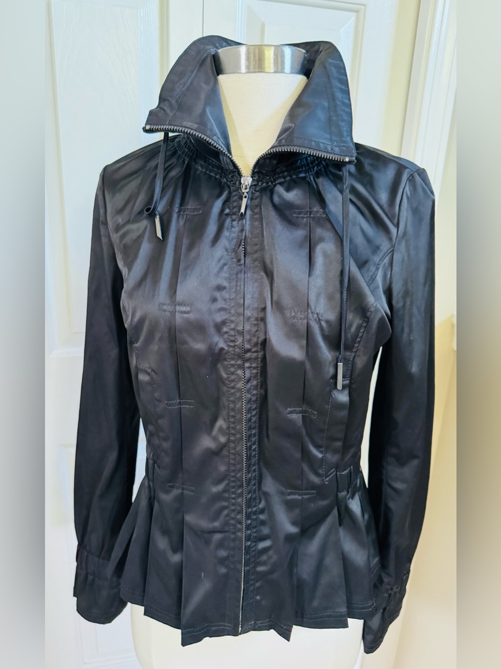 White House Black Market Black Zip-Front Utility Jacket